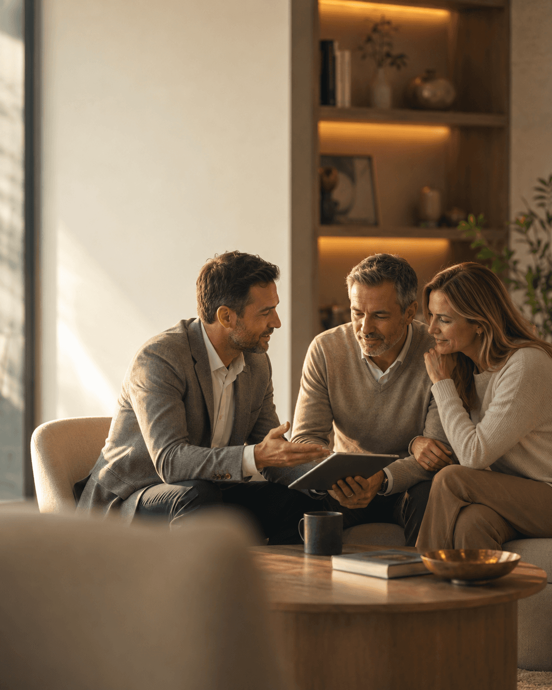 Asesor de Protection Pros orientando a una pareja sobre opciones de seguro